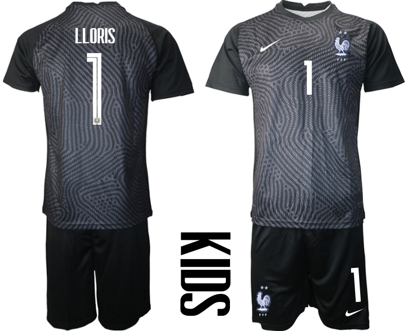 2021 France black youth goalkeeper #1 soccer jerseys